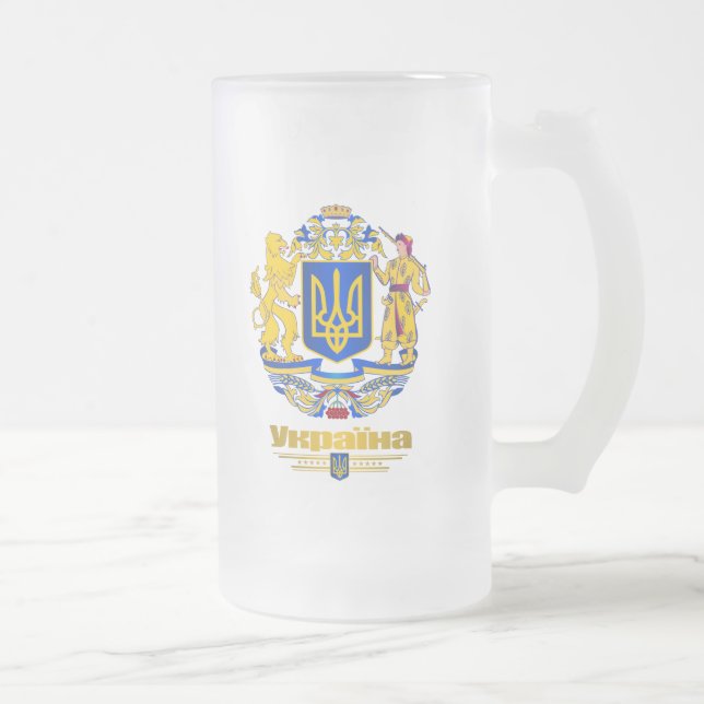 Caneca De Cerveja Vidro Jateado Armas de Cheio na Ucrânia (Direita)