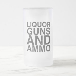 Caneca De Cerveja Vidro Jateado Armas do licor & vidro de fosco da munição