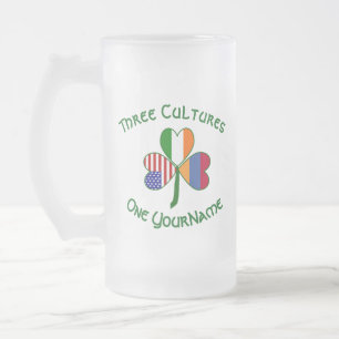 Caneca De Cerveja Vidro Jateado Armênia Irlanda EUA Trevo Bandeira Personalizar
