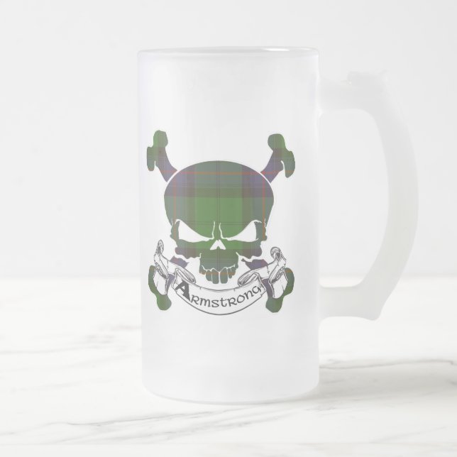 Caneca De Cerveja Vidro Jateado Armstrong Tartan Skull Mug (Direita)