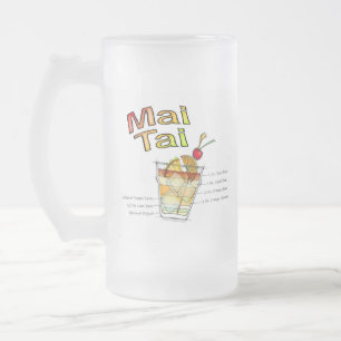 CANECA DE CERVEJA VIDRO JATEADO ARTE DA RECEITA DO COCKTAIL DO MAI TAI