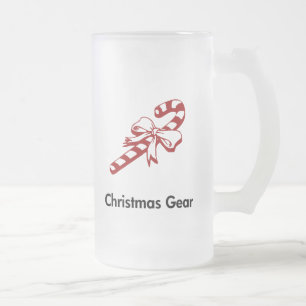 Caneca De Cerveja Vidro Jateado Arte de Natal Candy Cane