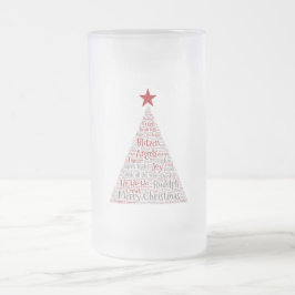 Caneca De Cerveja Vidro Jateado Arte de Palavras em Árvore de Natal com Estrela Ve