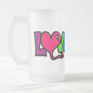 Caneca De Cerveja Vidro Jateado Arte de Tipografia de Palavra de Amor
