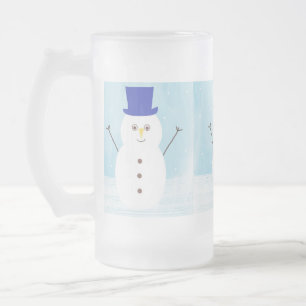 Caneca De Cerveja Vidro Jateado arte do boneco de neve