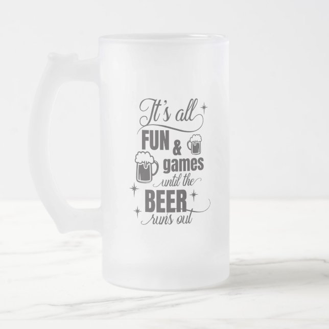 Caneca De Cerveja Vidro Jateado arte engraçada de palavra de bebendo de cerveja (Esquerda)