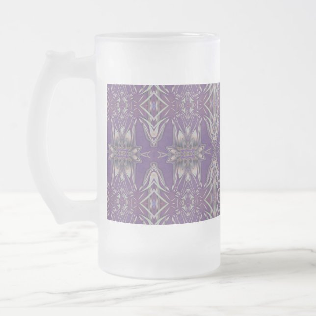 Caneca De Cerveja Vidro Jateado Arte Roxa Profunda Nouveau Deco Caleidoscópico Fra (Esquerda)