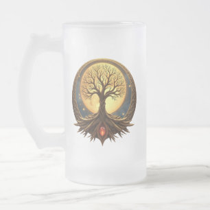 Caneca De Cerveja Vidro Jateado Árvore da Vida – Iluminação ao Luar