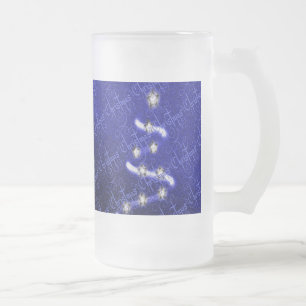 Caneca De Cerveja Vidro Jateado Árvore de Natal e Estrelas -