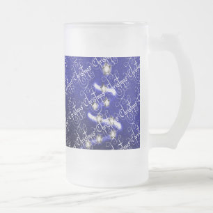 Caneca De Cerveja Vidro Jateado Árvore de Natal e Estrelas -