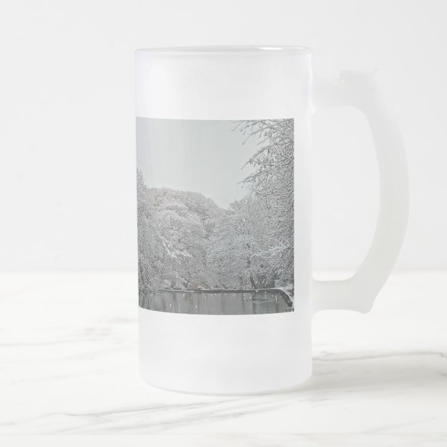 Caneca De Cerveja Vidro Jateado Árvores, na água (Direita)
