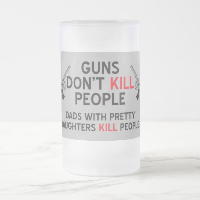 Caneca De Cerveja Vidro Jateado as armas não matam pessoas dos pais com filhas (Centro)