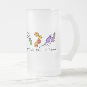 Caneca De Cerveja Vidro Jateado As bactérias são meus amigos