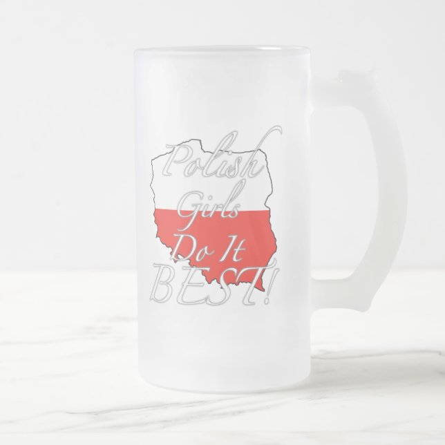 Caneca De Cerveja Vidro Jateado As meninas polonesas fazem-no melhor! (Direita)