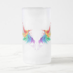 Caneca De Cerveja Vidro Jateado Asas Fluffy Rainbow