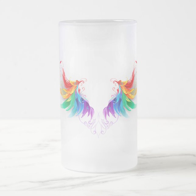 Caneca De Cerveja Vidro Jateado Asas Fluffy Rainbow (Centro)