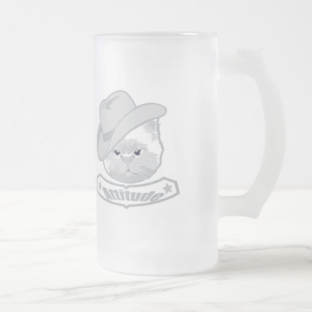 Caneca De Cerveja Vidro Jateado Attitude - gato vaqueiro (Direita)