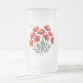 Caneca De Cerveja Vidro Jateado August Poppy Bloom - Presente de Aniversário Perso