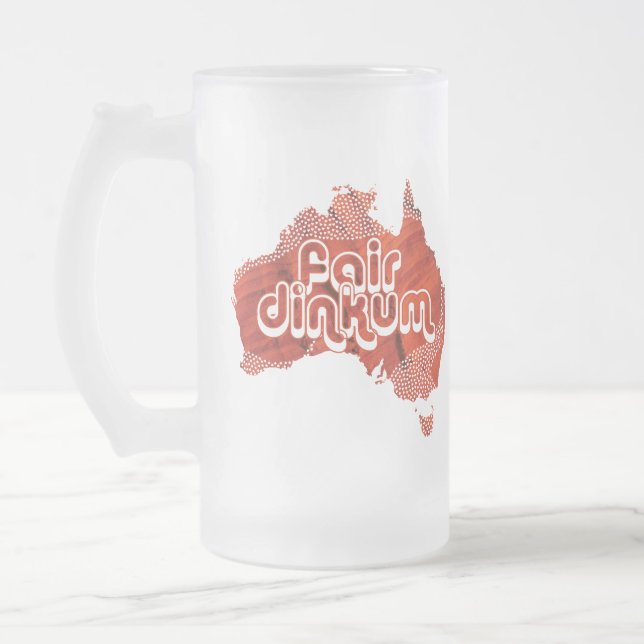 CANECA DE CERVEJA VIDRO JATEADO AUSTRÁLIA FAIR DINKUM (Esquerda)