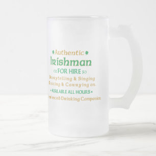 Caneca De Cerveja Vidro Jateado Autêntico Irlandês Para Aluguer Engraçado
