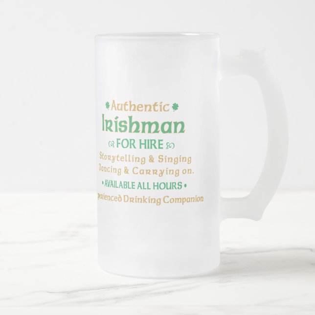 Caneca De Cerveja Vidro Jateado Autêntico Irlandês Para Aluguer Engraçado (Direita)
