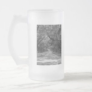 Caneca De Cerveja Vidro Jateado Avenida De Oaks Escala De Cinza
