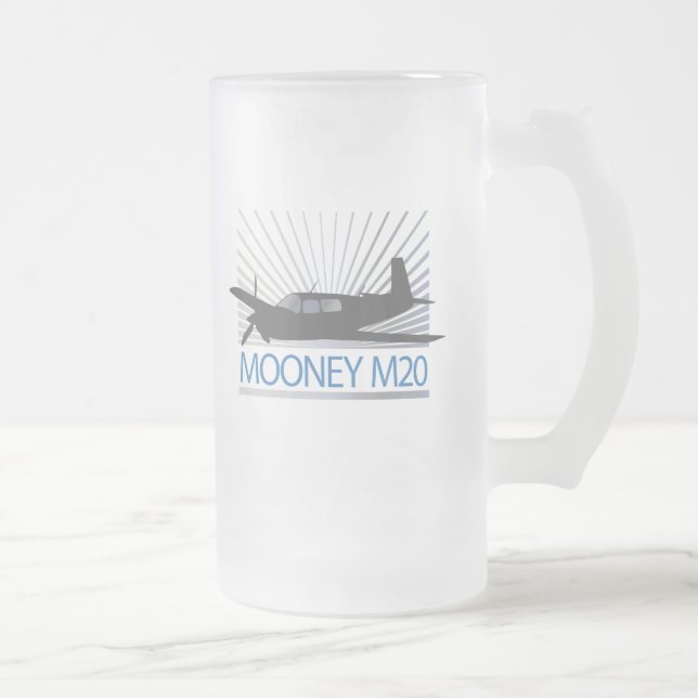 Caneca De Cerveja Vidro Jateado Aviação de Mooney M20 (Direita)