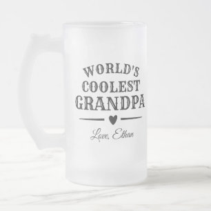Caneca De Cerveja Vidro Jateado Avô mais legal do mundo   Bar inicial do estilo Vi