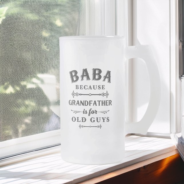 Caneca De Cerveja Vidro Jateado Baba | Avô Engraçado É Para Caras Velhas (Criador carregado)