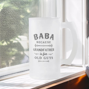 Caneca De Cerveja Vidro Jateado Baba  O Avô Engraçado É Para Caras Velhas