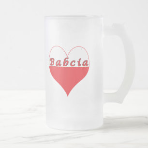 Caneca De Cerveja Vidro Jateado Babcia Polonês Heart