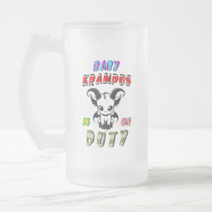 Caneca De Cerveja Vidro Jateado Baby Krampus Está Em Serviço