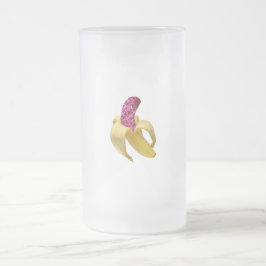 Caneca De Cerveja Vidro Jateado Banana com brilho rosa sujo parece deliciosa
