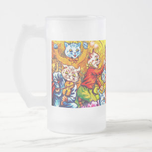 Caneca De Cerveja Vidro Jateado Banda Musical de Gatos
