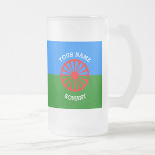 Caneca De Cerveja Vidro Jateado Bandeira aciganada personalizada dos viajantes do