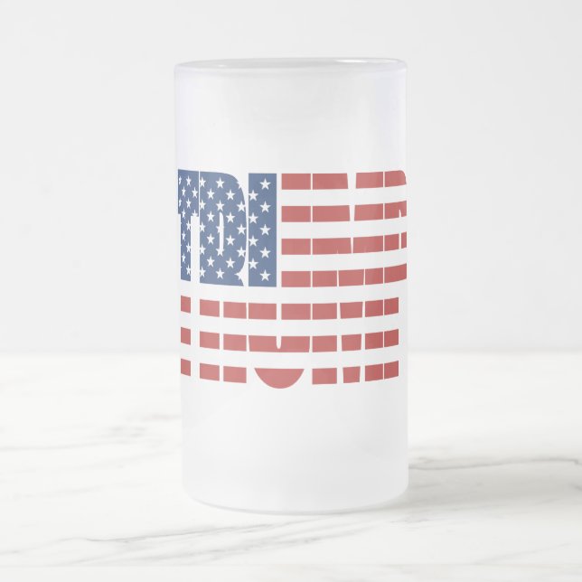 Caneca De Cerveja Vidro Jateado Bandeira americana do TRUNFO (Centro)