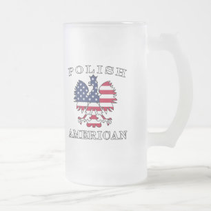 Caneca De Cerveja Vidro Jateado Bandeira americana polonesa Eagle