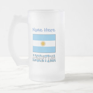 Caneca De Cerveja Vidro Jateado Bandeira Argentina Argentina Nome Personalizado Az