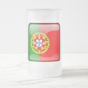 Caneca De Cerveja Vidro Jateado Bandeira brilhante de Portugal