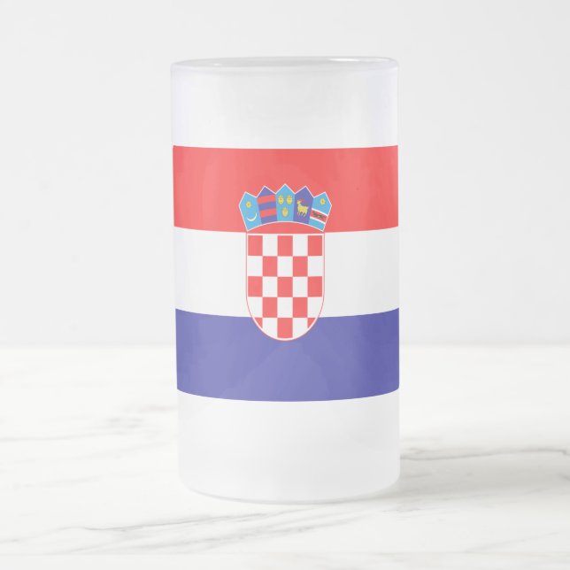 Caneca De Cerveja Vidro Jateado Bandeira croata (Centro)