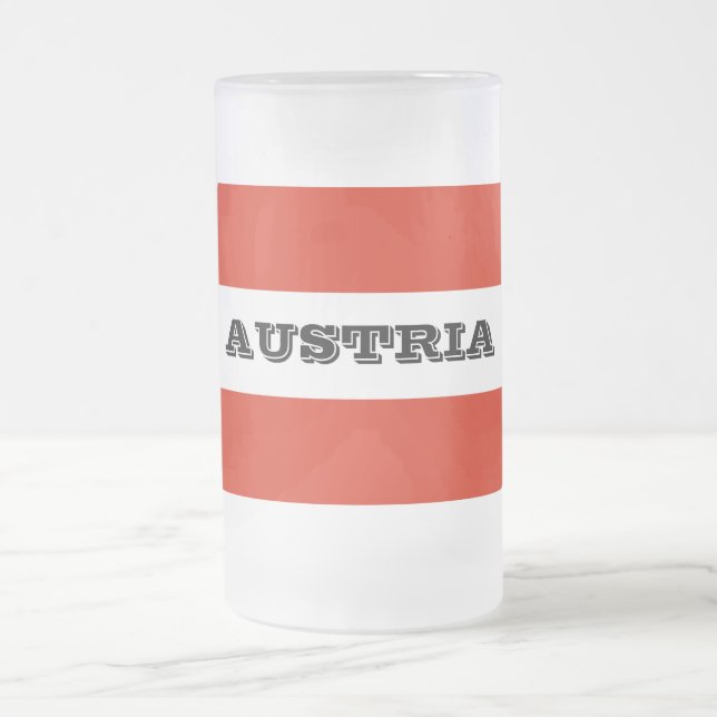 Caneca De Cerveja Vidro Jateado Bandeira da Áustria (Centro)