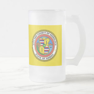 Caneca De Cerveja Vidro Jateado Bandeira da cidade de Honolulu, Abelha de Vidro do