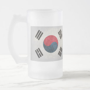 Caneca De Cerveja Vidro Jateado Bandeira da Coreia do Sul;