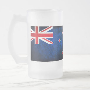 Caneca De Cerveja Vidro Jateado Bandeira da Nova Zelândia;