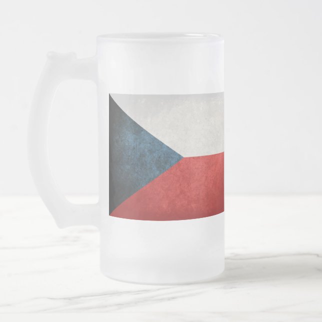 Caneca De Cerveja Vidro Jateado Bandeira da República Checa; (Esquerda)