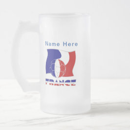 Caneca De Cerveja Vidro Jateado Bandeira de Bola de Futebol Francesa Personalizada