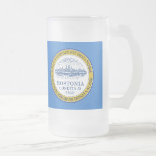 Caneca De Cerveja Vidro Jateado Bandeira de Boston, Massachusetts Fosco Glass Beer