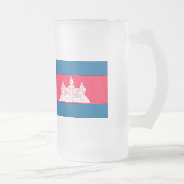 Caneca De Cerveja Vidro Jateado Bandeira de Cambodia (Direita)