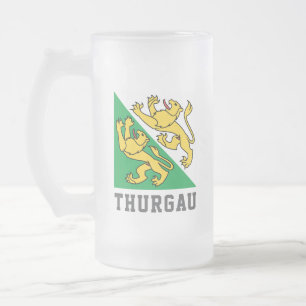 Caneca De Cerveja Vidro Jateado Bandeira de Canton Thurgau, Suiça