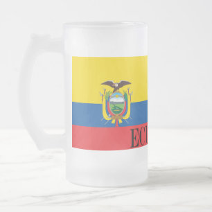 Caneca De Cerveja Vidro Jateado Bandeira de Equador